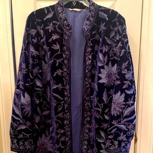 Soft surroundings long jacket size x-large Navy and blues Velvet